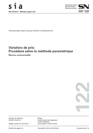 SIA 122 - Variation de prix: Procédure selon la méthode paramétrique-0