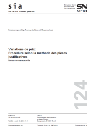 SIA 124 - Variations de prix : Procédure selon la méthode des pièces justificatives-0