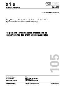 SIA 105 - 2020 - Règlement concernant les prestations et les honoraires des architectes paysagistes-0