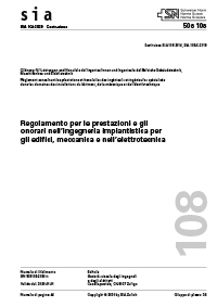 SIA 108 - 2020 - Regolamento per le prestazioni e gli onorari nell'ingegneria impiantistica per gli edifici, meccanica e nell'elettrotecnica-0